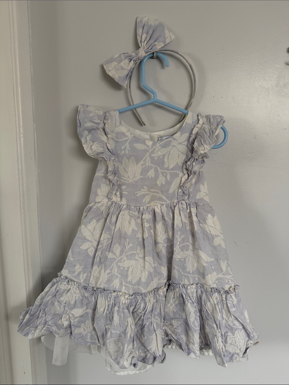 Jason Wu Lavender Floral Ruffle Dress with Matching Bow size 3T